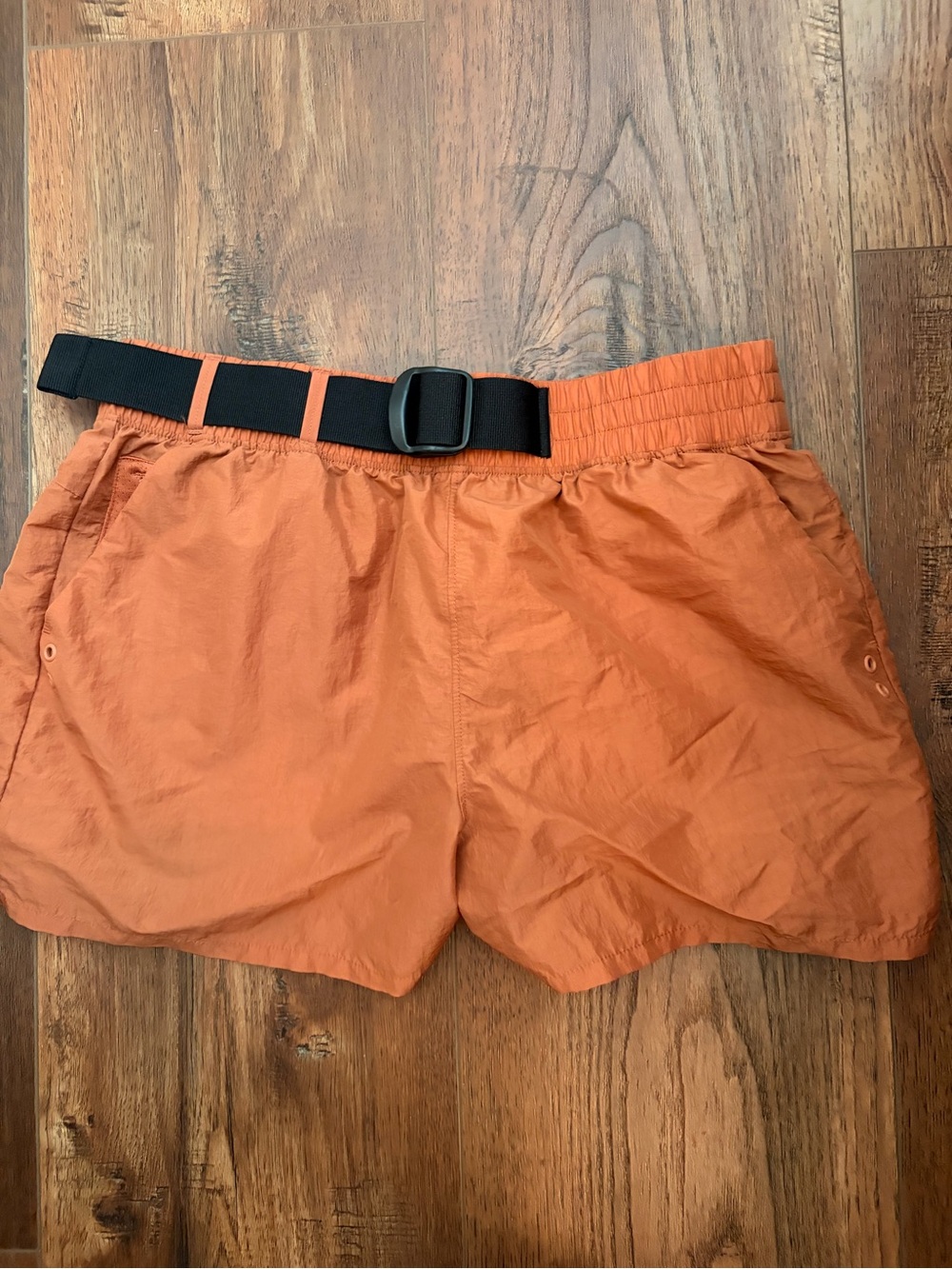 Women’s Lightweight Orange Hiking Shorts with Elastic Waist